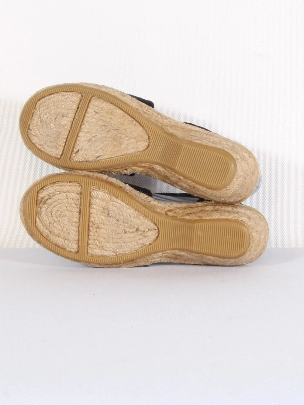 Rialto Black Espadrille Slingback Wedges with Natural Toe Cap NWOT